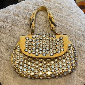 Betsey Johnson evening bag diamond bling silk handbag